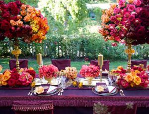 Asian inspired jewel tones - dining table - luscious flowers.jpg